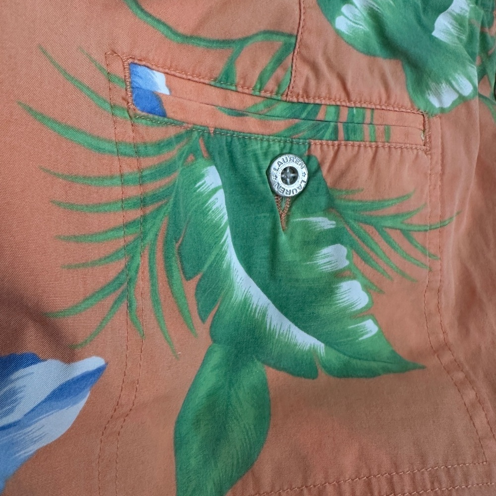 Lauren Ralph Lauren Orange Floral Cotton Capri Pants Size 16 - Picture 9 of 14